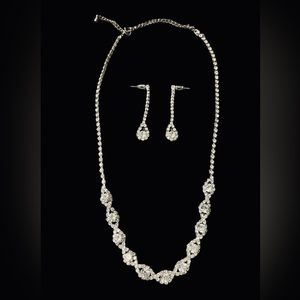 Fashion Women Crystal Jewelry Necklace Earrings Set Bling